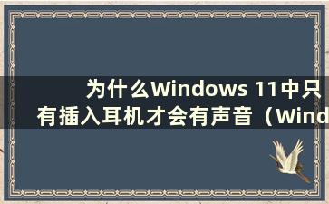 为什么Windows 11中只有插入耳机才会有声音（Windows 11中应该插入耳机还是外接播放）